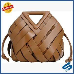 Woven Vegan Leather Shoulder Bag Crossbody Clutch Handbag Satchel Hobo